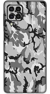 Read more about the article SILKWRAPS® Printed Matte Finish Vinyl Mobile Wrap Compatible with Samsung Galaxy M33 5G Skin Sticker Protector- Grey-Camouflage-60 (ONLY Back and Camera Part)