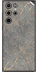 Read more about the article SILKWRAPS® Printed Matte Finish Vinyl Mobile Wrap Compatible with Samsung Galaxy S22 Ultra 5G Skin Sticker Protector- Grey-Gold-Marble-22 (ONLY Back and Camera Part)