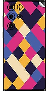 Read more about the article SILKWRAPS® Printed Matte Finish Vinyl Mobile Wrap Compatible with Samsung Galaxy S22 Ultra 5G Skin Sticker Protector- Squares-Pattern-132 (ONLY Back and Camera Part)