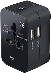 Read more about the article rts Premium 5V Travel Adapter Universal Travel Adapter Universal Charger International Adapter All in One Worldwide Power Adapter Power Plug Wall Charger AC Power Adapter with Dual USB Charging-Black