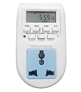 Read more about the article Quick sense (Qs-T1) : 230 Volt (24×7) Digital Programmable Timer Electronic Timer230V 24×7 Energy Saving Socket Type Digital Programmable Plastic Electronic Timer (White)