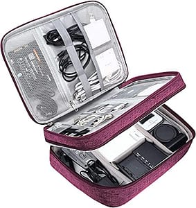 Read more about the article House of Quirk Electronic Bag Travel Cable Accessories Bag Double Layer Electronics Organizer Portable Storage Case for Cable, Cord, Charger, Adapter, Power Bank, Hard Drives – Purple