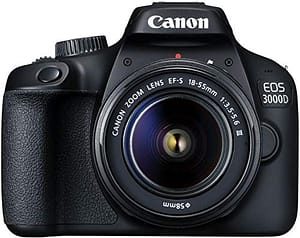 Read more about the article Canon EOS 3000D 18MP Digital SLR Camera (Black) with 18-55mm is II Lens, 16GB Card and Carry Case