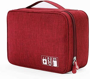 Read more about the article Unyks Star Electronics Accessories Organizer Bag, Universal Carry Travel Gadget Bag for Cables, Plug and More, Perfect Size Fits for Pad Phone Charger Hard Disk (Maroon)