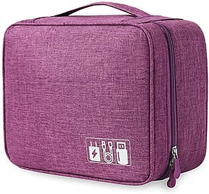 Read more about the article House of Quirk Electronics Accessories Organizer Bag, Universal Carry Travel Gadget Bag for Cables, Plug and More, Perfect Size Fits for Pad Phone Charger Hard Disk – Purple