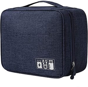 Read more about the article House of Quirk Electronics Accessories Organizer Bag, Universal Carry Travel Gadget Bag for Cables, Plug and More, Perfect Size Fits for Pad Phone Charger Hard Disk – Dark Blue