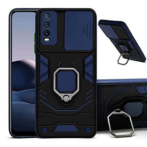 Read more about the article Jkobi Back Cover Case for Vivo Y20 2021 (Hybrid Armor Case with Sliding Shutter Camera Protection | Magnetic Ring Holder & in-Built Kickstand | Blue)