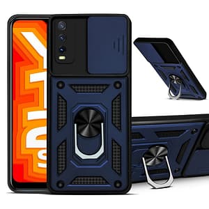 Read more about the article Jkobi Back Cover Case for Vivo Y12s | Y12s 2021 (Tough Hybrid Armor | Ring Holder & Kickstand in-Built | Sliding Shutter Camera Protection | 360 Degree Protection | Metal Blue)