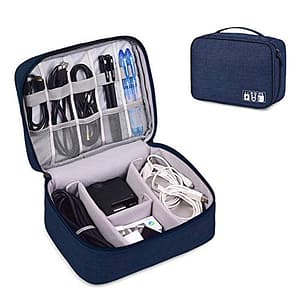 Read more about the article Luvina Travel Electronics Accessories Organizer Bag- Waterproof Cable Organizer Bag with 3 Removable Dividers,Padded Gadget Carrying Case for Cables,Portable Chargers,Electronics Adapters