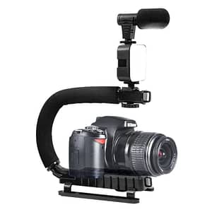 Read more about the article Exxelo U Shaped Video Making Handheld Stabilizer Kit Camera Gimbal for Outdoor Videography Portable Video Camera Accessories C Shape Stabilizer for DSLR Mobile Phones DV