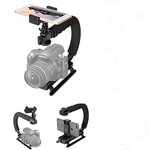 Read more about the article HIFFIN® 3 in 1 Universal Stabilizer C-Shape Bracket Video Handheld Grip + Ball Head hot Shoe Adapter + Mobile Phone Clip Holder for 4in1 DSLR Camera +Camcorder +Smartphone Video Rig Mount Fit