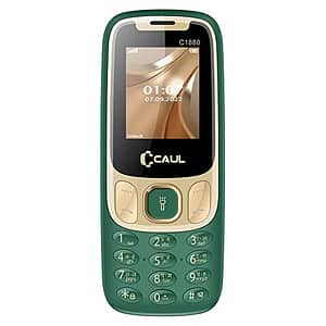 Read more about the article CAUL Dual sim Keypad Mobile Phone with Wireless FM Radio Memory Card Slot Battery 1000 Green | C1880GREEN