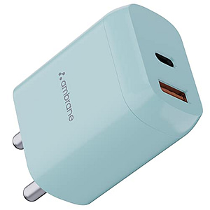 Read more about the article Ambrane 30W BoostedSpeed™ Dual Output Port Fast Charger with QC & PD Technology, Made in India, Multiple Layers of Protection, iPhone & Android Compatibility, Compact & Durable (RAAP H33, Mint Green)