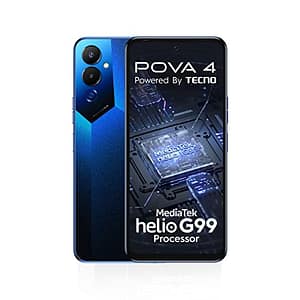 Read more about the article Tecno POVA 4 (Cryolite Blue,8GB RAM,128GB Storage)| Helio G99 Processor | 6000mAh Battery 18W Charger Included | 50MP Rear Camera