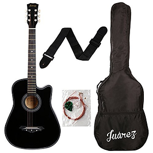 Read more about the article Juârez Acoustic Guitar, 38 Inch Cutaway, 038C with Bag, Strings, Pick and Strap, Black