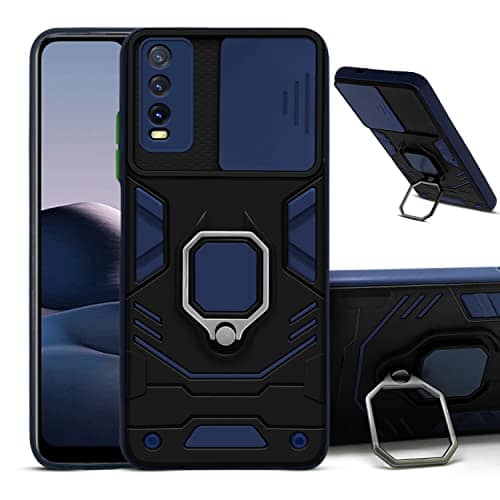 You are currently viewing Jkobi Back Cover Case for Vivo Y20 2021 (Hybrid Armor Case with Sliding Shutter Camera Protection | Magnetic Ring Holder & in-Built Kickstand | Blue)