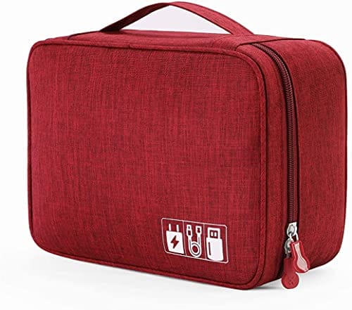 You are currently viewing House of Quirk Electronics Accessories Organizer Bag, Universal Carry Travel Gadget Bag for Cables, Plug and More, Perfect Size Fits for Pad Phone Charger Hard Disk – Red