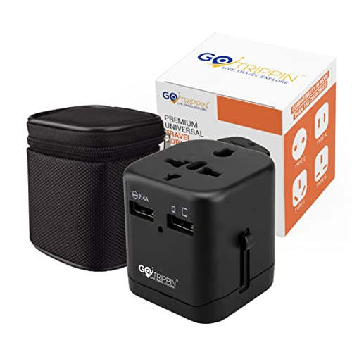 You are currently viewing GoTrippin Premium Universal Travel Adapter with 5 Year Warranty, Dual USB Charger Ports and Smart Charging (Black), International Worldwide Charger Plug for Phone, Laptop, Mobile, Camera, Tablet