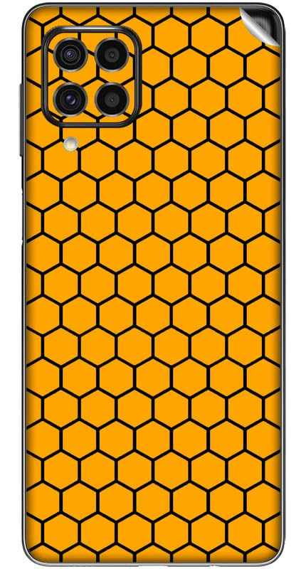 You are currently viewing SILKWRAPS® Printed Matte Finish Vinyl Mobile Wrap Compatible with Samsung Galaxy M33 5G Skin Sticker Protector- Yellow-Honeycomb-Pattern-254 (ONLY Back and Camera Part)