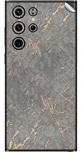 You are currently viewing SILKWRAPS® Printed Matte Finish Vinyl Mobile Wrap Compatible with Samsung Galaxy S22 Ultra 5G Skin Sticker Protector- Grey-Gold-Marble-22 (ONLY Back and Camera Part)