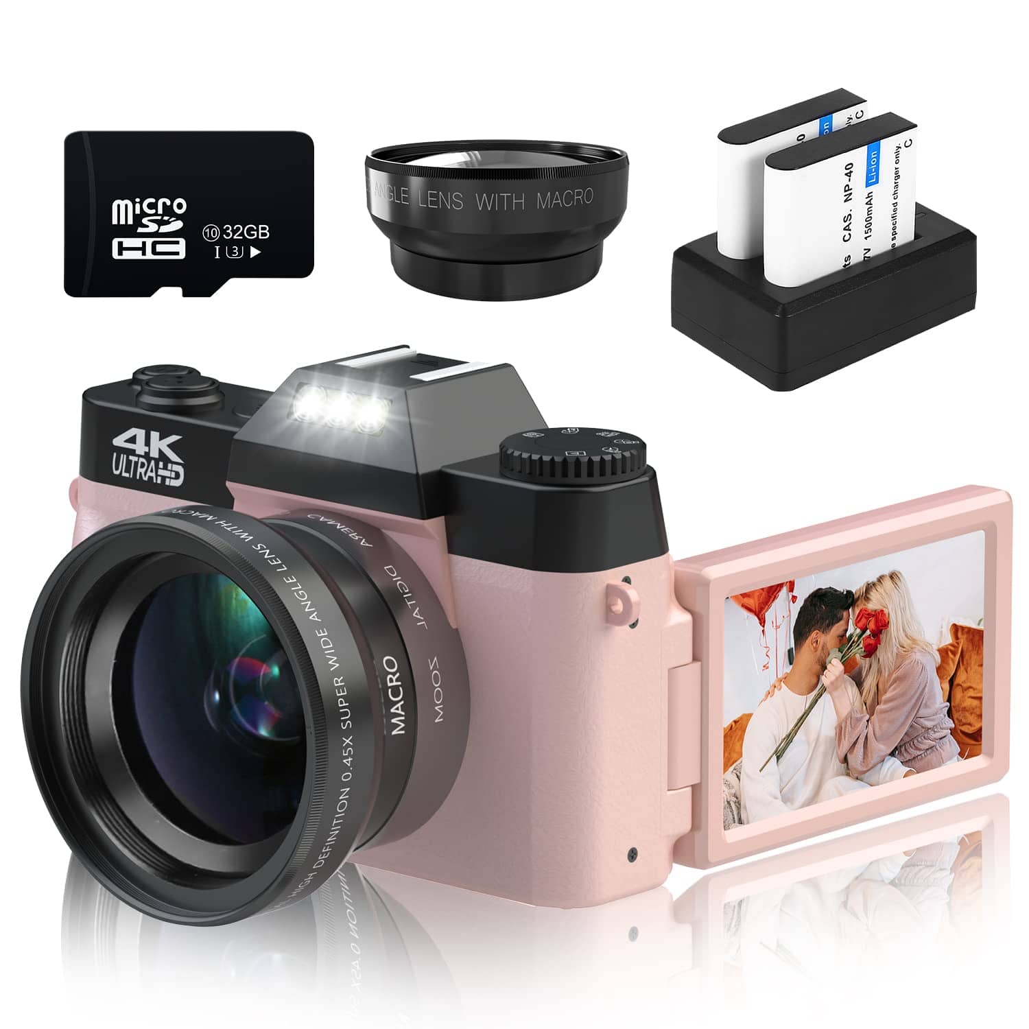 You are currently viewing Digital Cameras for Photography, 4K 48MP Vlogging Camera 16X Digital Zoom Manual Focus Rechargeable Students Compact Camera with 52mm Wide-Angle Lens & Macro Lens, 32G Micro Card and 2 Batteries