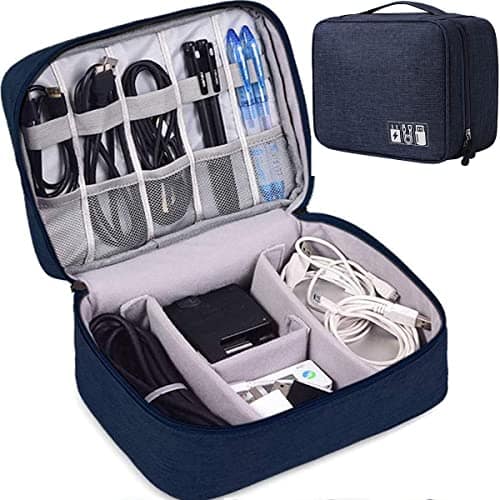 You are currently viewing Electronics Accessories Organizer Bag, Electronic Organizer Travel Universal Cable Organizer Electronics Accessories Cases for Cable,Charger, Phone, USB, SD Card, Business Travel Gadget Bag, Dark Blue