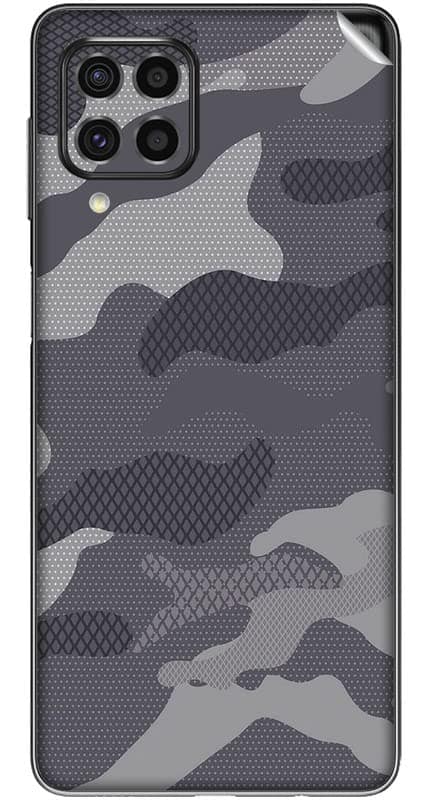 You are currently viewing SILKWRAPS® Printed Matte Finish Vinyl Mobile Wrap Compatible with Samsung Galaxy M33 5G Skin Sticker Protector- Grey-Silver-Camouflage-65 (ONLY Back and Camera Part)