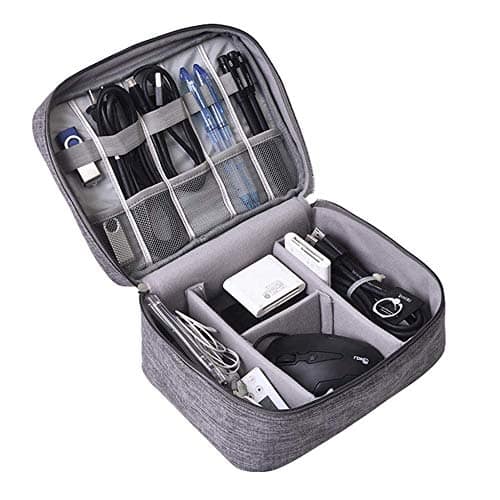 You are currently viewing ZIZLY Travel Waterproof Organizer Bag with 3 Removable Dividers, Padded Gadget Carrying Case for Cables, Portable Chargers, Electronics Adapters (Multicolour)