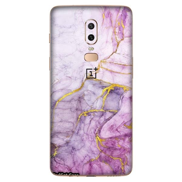 Read more about the article Gadget Gear Vinyl Skin Back Sticker Light Purple with Gold Streaks (88) Mobile Skin Compatible with OnePlus 6 (Only Back Panel Coverage Sticker)