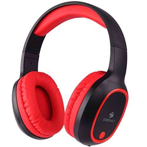 You are currently viewing ZEBRONICS Zeb-Thunder Wireless Bluetooth Over The Ear Headphone FM, mSD, 9 hrs Playback with Mic (Red)