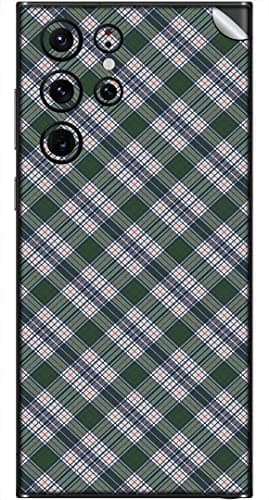 You are currently viewing SILKWRAPS® Printed Matte Finish Vinyl Mobile Wrap Compatible with Samsung Galaxy S22 Ultra 5G Skin Sticker Protector- Green-White-Tartan-Pattern-50 (ONLY Back and Camera Part)