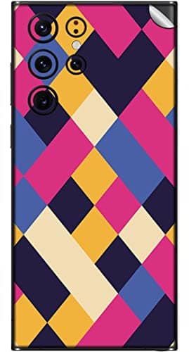 You are currently viewing SILKWRAPS® Printed Matte Finish Vinyl Mobile Wrap Compatible with Samsung Galaxy S22 Ultra 5G Skin Sticker Protector- Squares-Pattern-132 (ONLY Back and Camera Part)