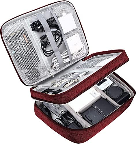 You are currently viewing FRITZY Electronics Accessories Organizer Bag, Universal Carry Travel Gadget Bag for Cables, Plug and More, Perfect Size Fits for Pad Phone Charger Hard Disk Dual Layer Red