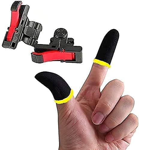 You are currently viewing DUETMI PRO Combo of Best PUBG Trigger Mobile Gaming Controller Sensitive Aim and Fire Red Black Triggers L1 R1 Button Mobile Gamepad Finger Sleeve for Pubg/Free Fire/Cod Mobile