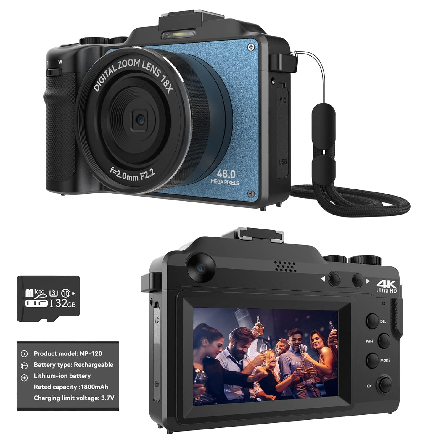 Read more about the article 48MP Digital Camera for Photography,4K Camera with Front and Rear Dual Cameras,18X Digital Zoom,Built-in 7 Color Filters,3.0-inch Screen,32GB TF Card,Wrist Strap & Rechargeable Battery(Ultramarine)