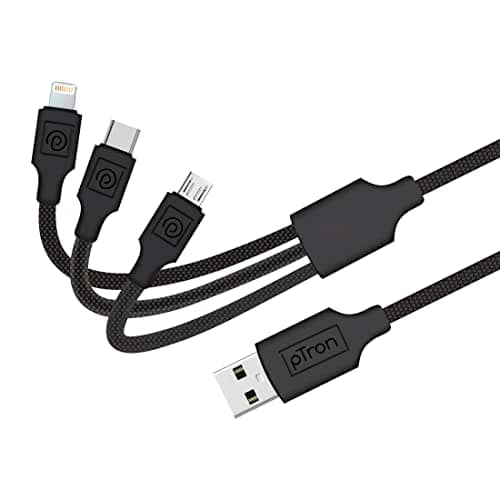 You are currently viewing pTron Solero 331 3.4Amps Multifunction Fast Charging Cable, 3-in-1 USB Cable Micro USB/Type-C/iOS, Made in India, Durable & Strong & Tangle-free 118cm in Length (Black)