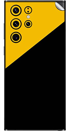 You are currently viewing SILKWRAPS® Printed Matte Finish Vinyl Mobile Wrap Compatible with Samsung Galaxy S22 Ultra 5G Skin Sticker Protector- Yellow-Black-Color-Tilt-52 (ONLY Back and Camera Part)