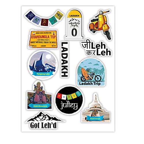 You are currently viewing 100Yellow® Ladakh Theme Vinyl Stickers for Mobile, Laptop Electronic Gadgets, Car or Bikes { Multicolor}