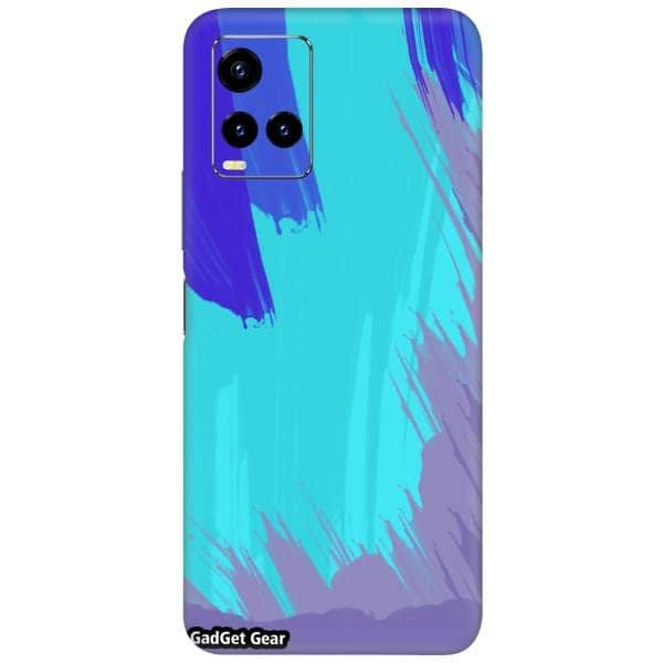 You are currently viewing Gadget Gear Vinyl Skin Back Sticker Brush Stroke Sky Blue and Purple (95) Mobile Skin Compatible with VIVO Y21 (Only Back Panel Coverage Sticker)