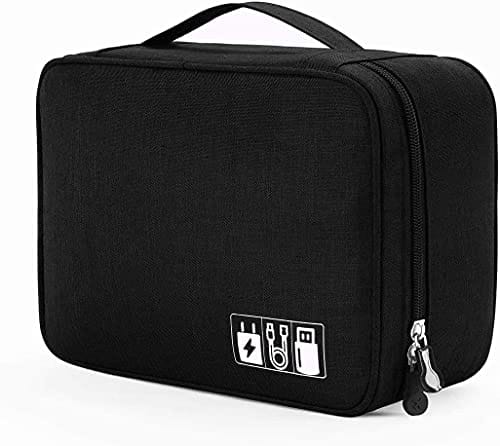 Read more about the article House of Quirk Electronics Accessories Organizer Bag, Universal Carry Travel Gadget Bag for Cables, Plug and More, Perfect Size Fits for Pad Phone Charger Hard Disk – Black