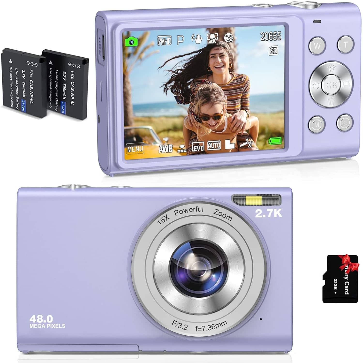 You are currently viewing Jckduhan 32 GB Digital Camera Auto Focus 2.7K Vlogging Camera Hd 48Mp 16X Digital Zoom Camera With 32G Memory Card 2 Batteries Youtube Portable Mini Compact Camera For Kids Teens Adult Beginner