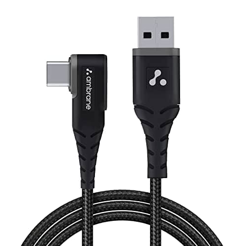 You are currently viewing Ambrane 60W / 3A Type C Fast Charging Unbreakable 1.5m L Shaped Braided Cable, PD Technology, 480Mbps Data Transfer for Smartphones, Tablet, Laptops & other type c devices (ABLC10, Black)