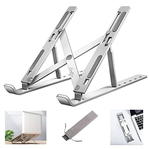 You are currently viewing Conbre Portable Laptop Stand for Desk, Fold-Up, Adjustable, Ventilated, Aluminum Foldable Laptop Ergonomic Compatibility with up to 15.6-inch Laptop, Mac, Tab, and Mobile (Silver, Aluminum)