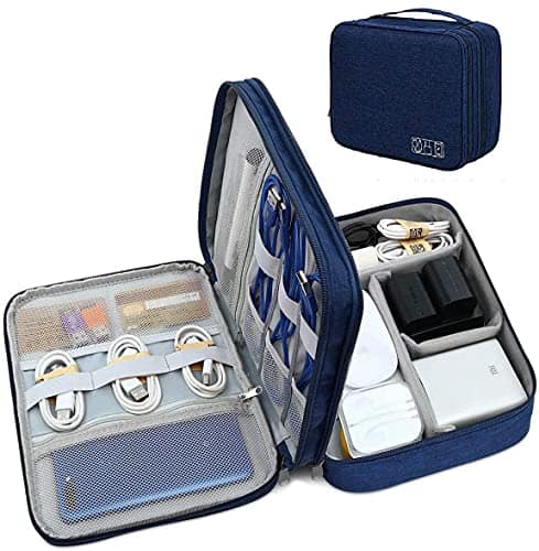 You are currently viewing Seagull Flight Of Fashion Double Layer Electronic Gadget Organizer Case , Cable Organizer Bag for Accessories , Hard Disk , Power Bank , Charger for Travel – 27 X 20 X 9 cm – Navy Blue Nylon