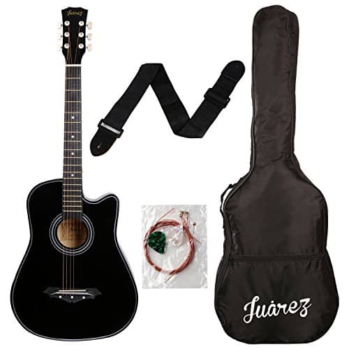 You are currently viewing Juârez Acoustic Guitar, 38 Inch Cutaway, 038C with Bag, Strings, Pick and Strap, Black