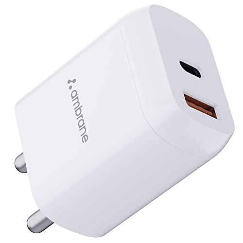 Read more about the article Ambrane 30W USB Boosted Speed Dual Output Port Fast Charger with QC & PD Technology, Made in India, Multiple Layers of Protection, iPhone & Android Compatibility, Compact & Durable (RAAP H33, White)