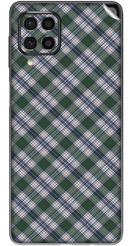 You are currently viewing SILKWRAPS® Printed Matte Finish Vinyl Mobile Wrap Compatible with Samsung Galaxy M33 5G Skin Sticker Protector- Green-White-Tartan-Pattern-50 (ONLY Back and Camera Part)