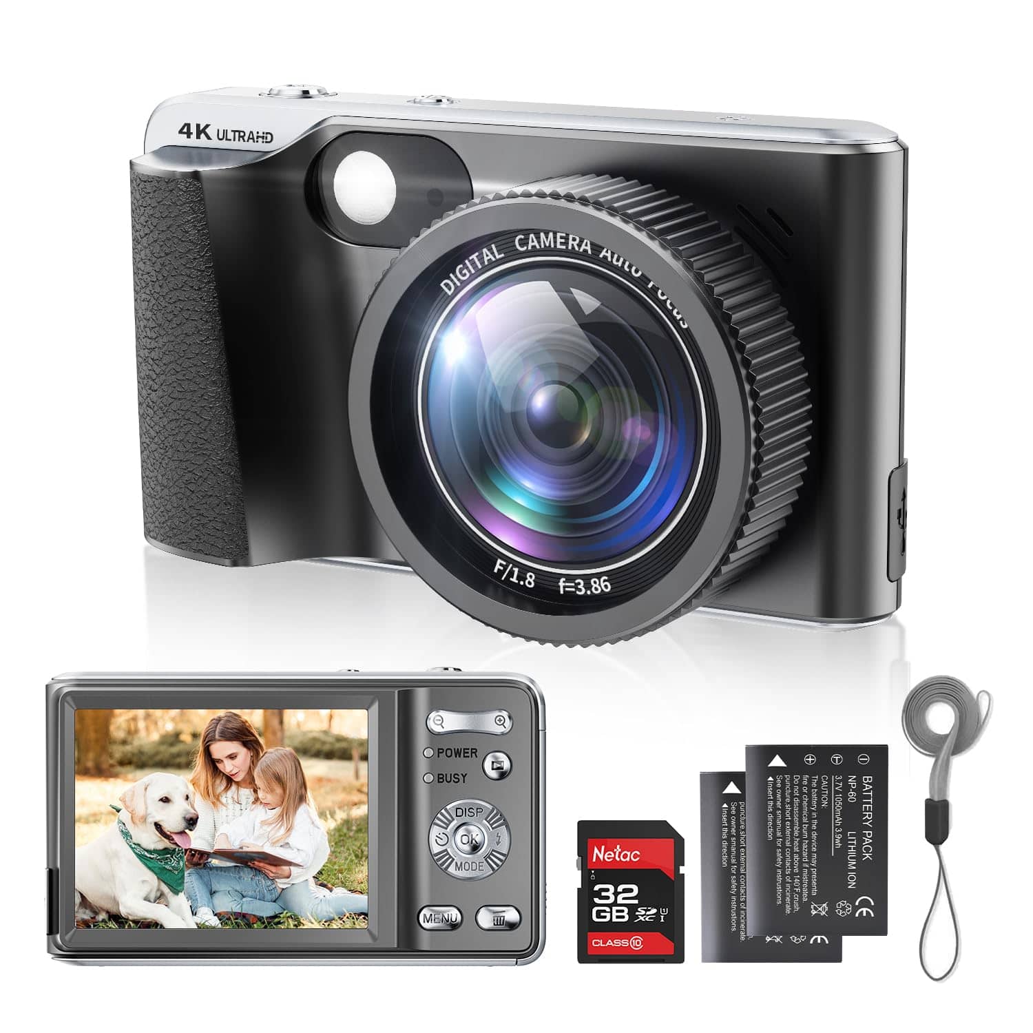 You are currently viewing 4K Digital Camera,Autofocus 48MP Vlogging Camera for Photography YouTube Compact Camera with Flash,18X Digital Zoom, Anti Shake, Macro Photography, 32G SD Card and 2 Batteries