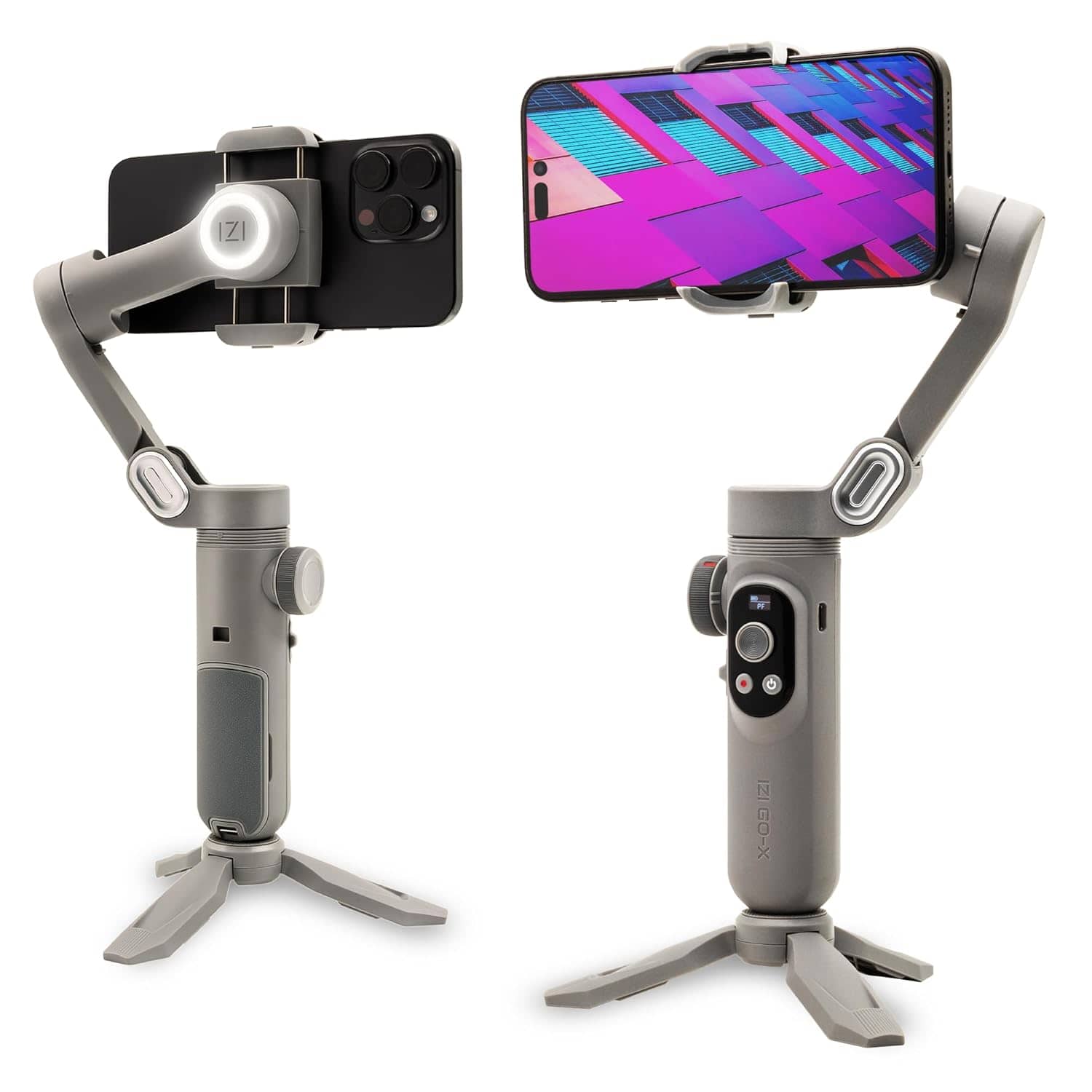 You are currently viewing IZI GO-X Smartphone Handheld Gimbal Stabilizer, 3-Axis, OLED Display, LED Fill Light, Wireless Charge Pad, Android, iPhone, Live Video, Instagram, YouTube, Shot Guide, Smart AI Track, Portable Gimbal